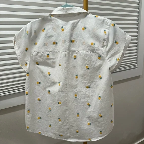 UNTUCKit (for her) Penny Button Up Shirt With Embroidered Pineapples Size L - Picture 3 of 4